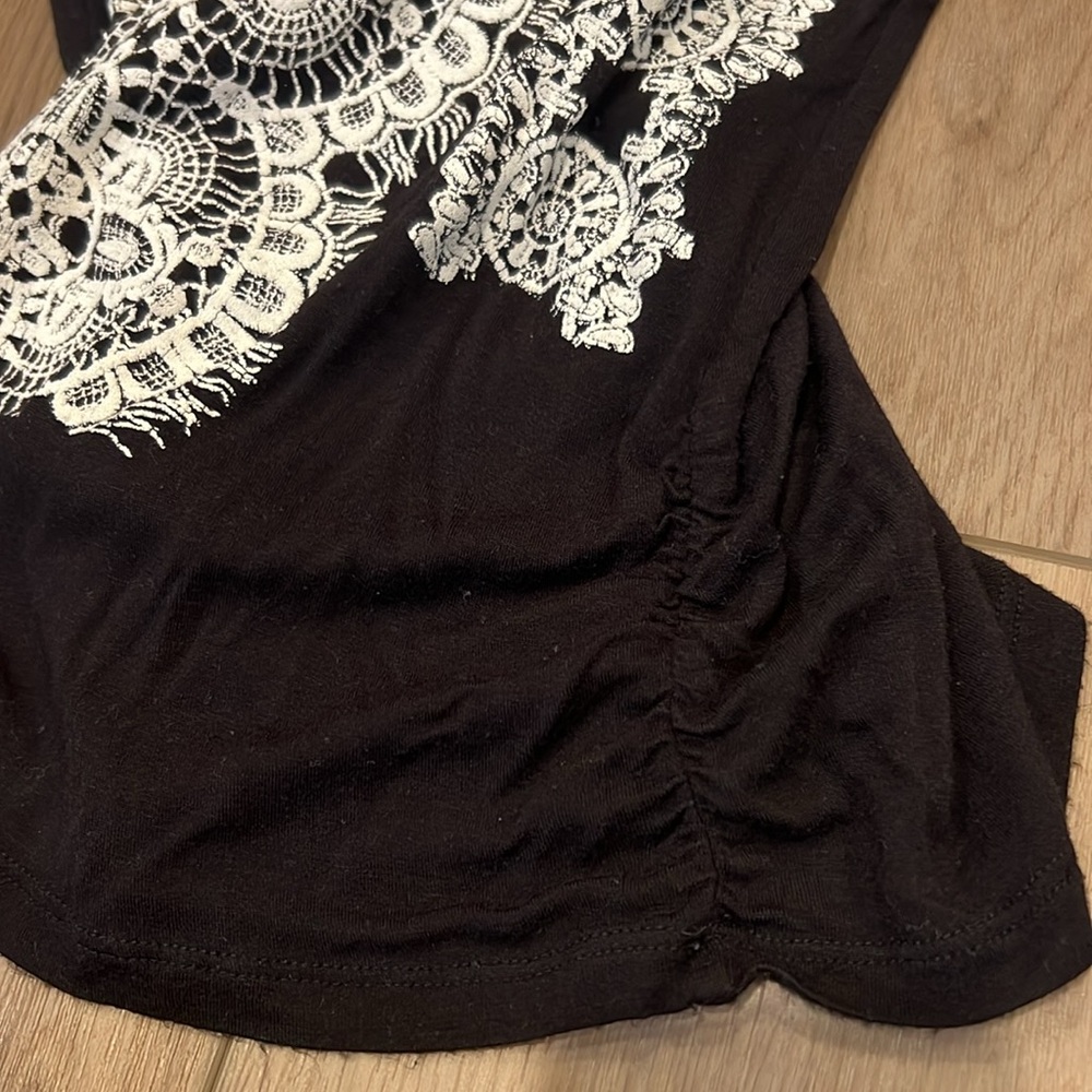 Venus Tunic Top Cold Shoulder Asymmetrical Sleeves Ruched Sides - Picture 8 of 11